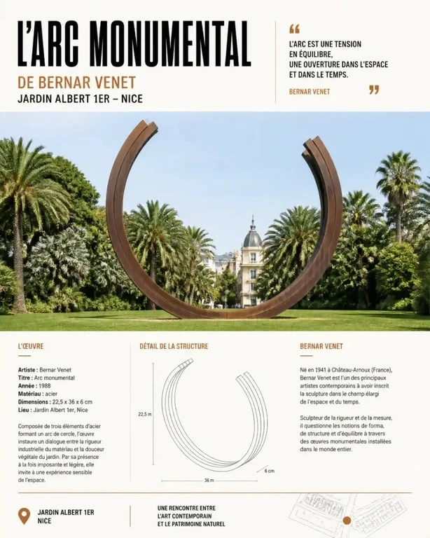 Arc de Bernar Venet dans le jardin Albert 1er à Nice