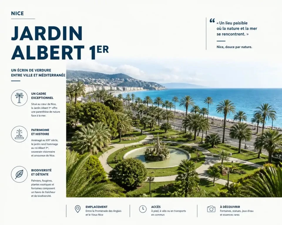 Jardin Albert 1er à Nice vue panoramique avec la mer