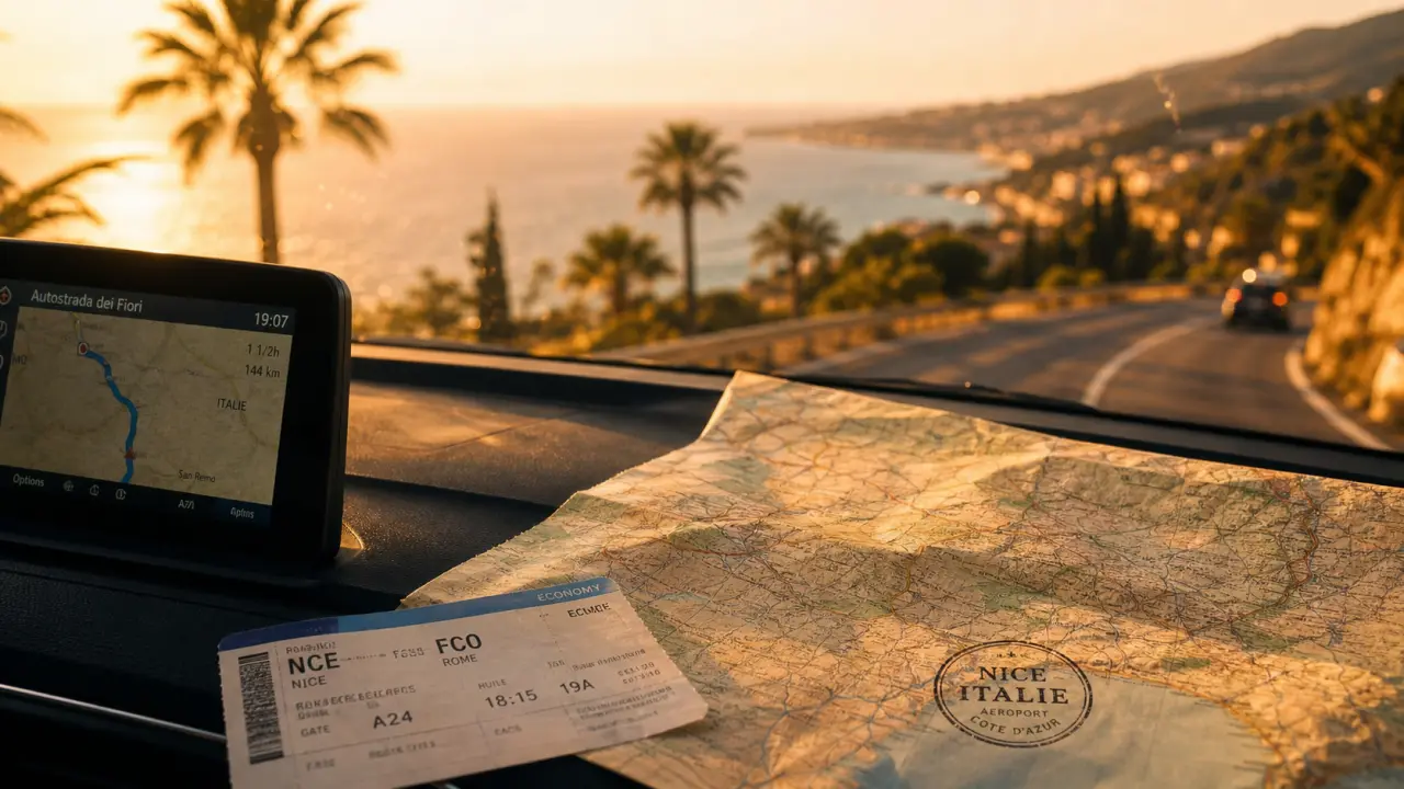 Nice Italie : trajet vers l’Italie, carte et billet sur le tableau de bord