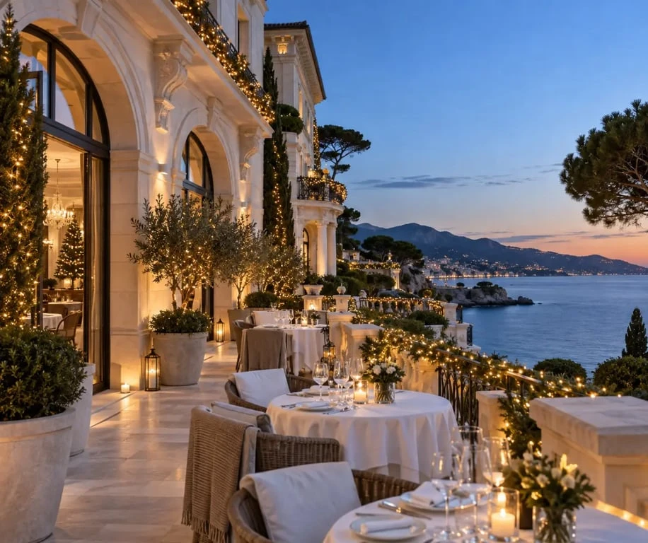 Hôtel pour un réveillon de Noël sur la Côte d’Azur avec vue sur la Méditerranée