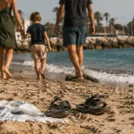 Nice plages de sable : sable et sandales mouillées à Juan-les-Pins