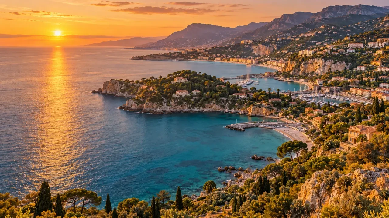 Station balnéaire des Alpes-Maritimes entre baies, plages et ports méditerranéens