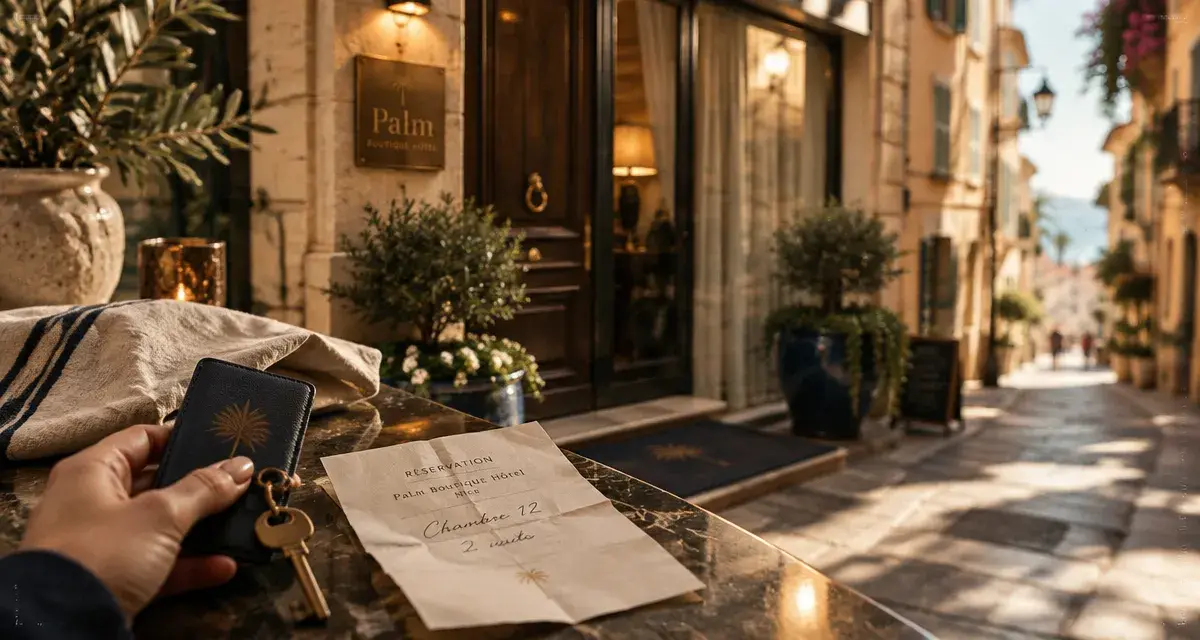 palm boutique hôtel nice, façade et accueil hôtel-boutique à Nice